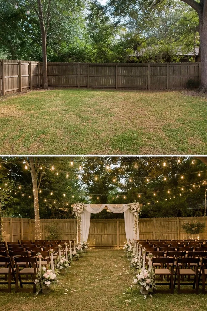 Backyard Wedding Ideas DIY Before and After Transformations