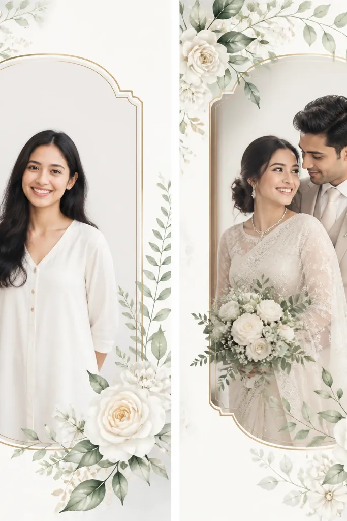 Before and after wedding card frames