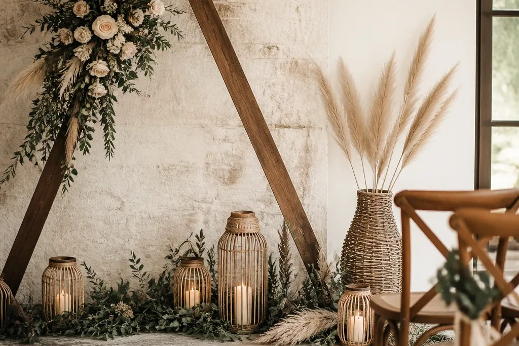 Boho rustic wedding decor for small spaces