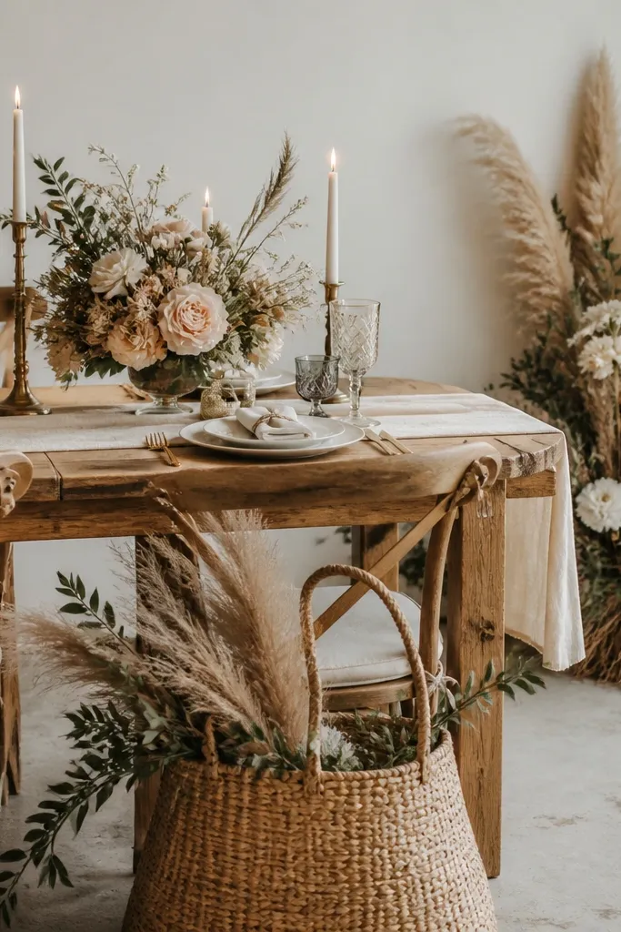 Boho rustic wedding decor for small spaces