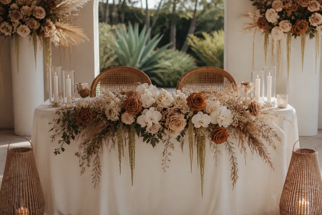 Boho sweetheart table wedding ideas