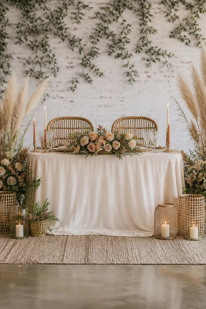Boho sweetheart table wedding ideas