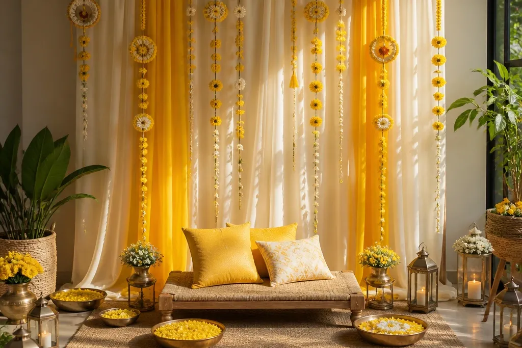 Cozy Haldi Decoration Ideas at Home
