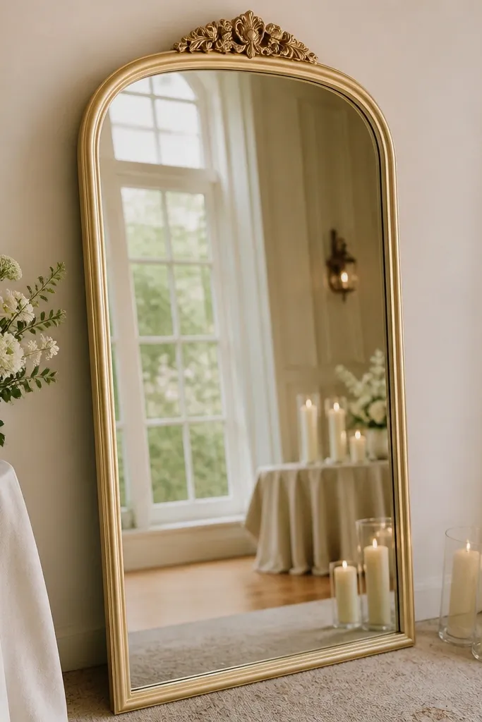 Cozy wedding welcome mirror ideas