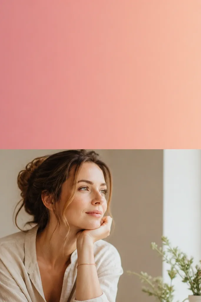 A header area with a smooth gradient from dusty rose to light peach; the card shows crisp text over the gradient.
