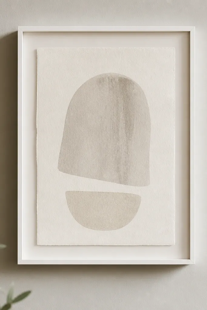 A white frame with a minimal width profile. The card appears to float 1-2 centimeters inside the frame, held by a clean internal lip. An off-white mat board surrounds the card, giving a soft border with no decorative elements.