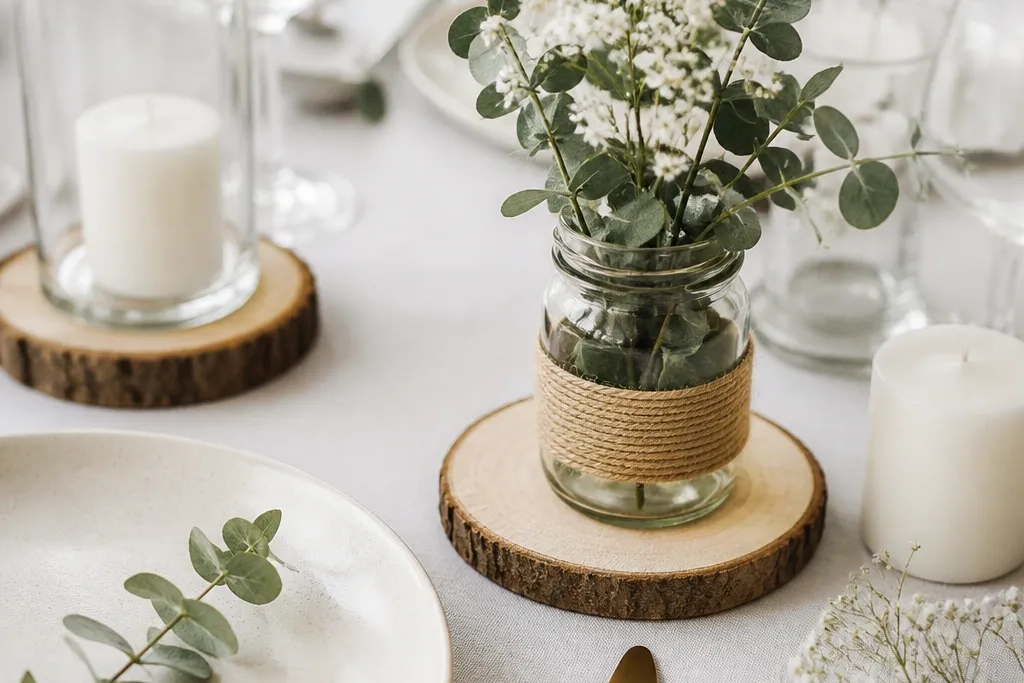Modern minimalist wedding crafts diy for clean table styling