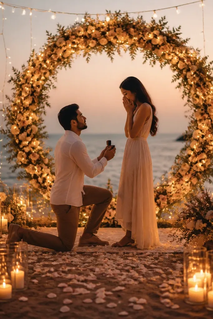 Proposal ideas with lights for a romantic glow