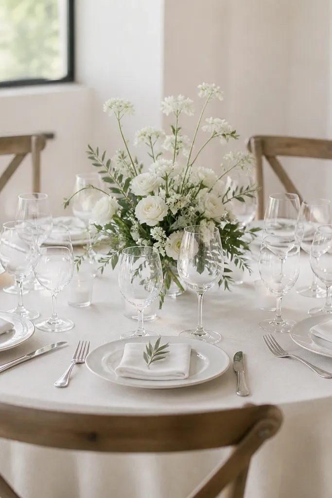 Simple round wedding table setting ideas