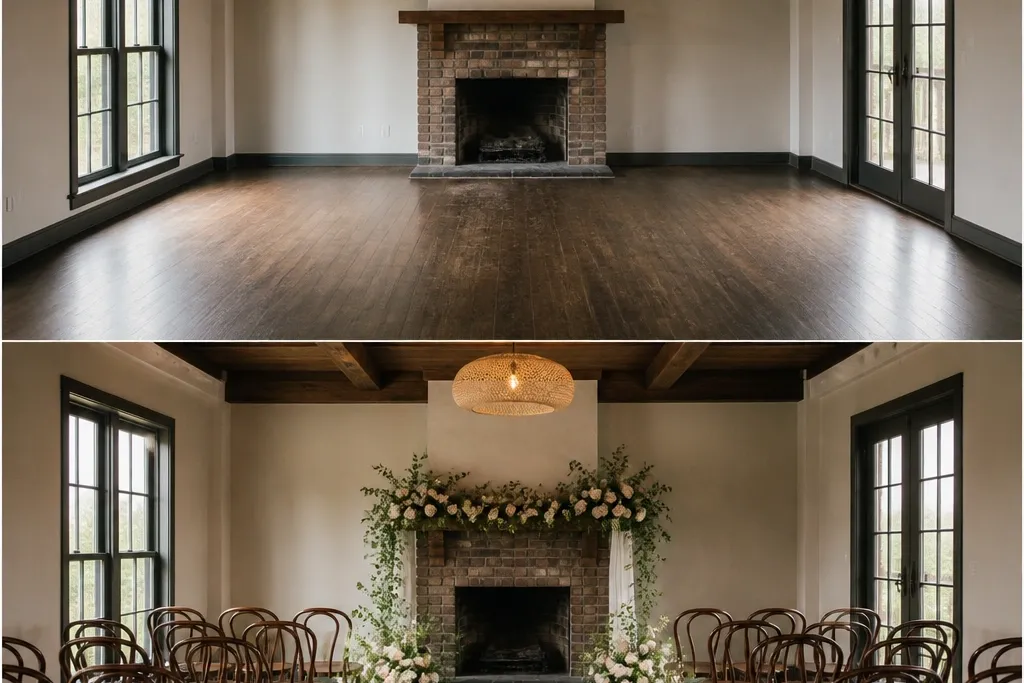 Small wedding setups before and after