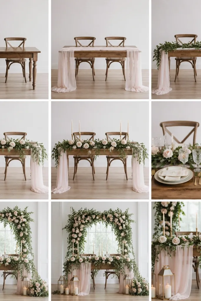 Step by step sweetheart table wedding styling