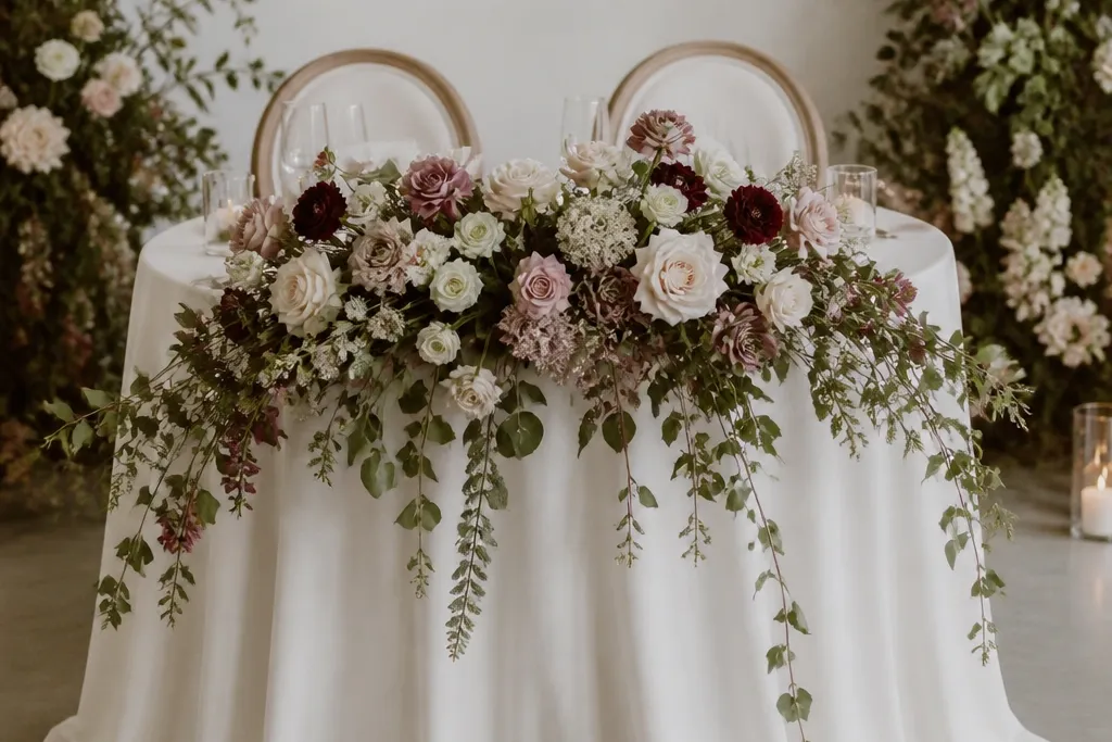 Sweetheart table wedding flowers