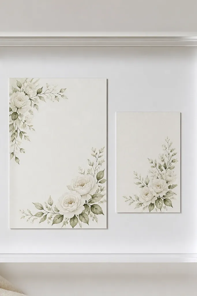 A sleek, clear-front acrylic shadow box with a white backing. One invitation card and one smaller thank-you card are centered with wide margins. No ribbon, just clean edges and crisp alignment.