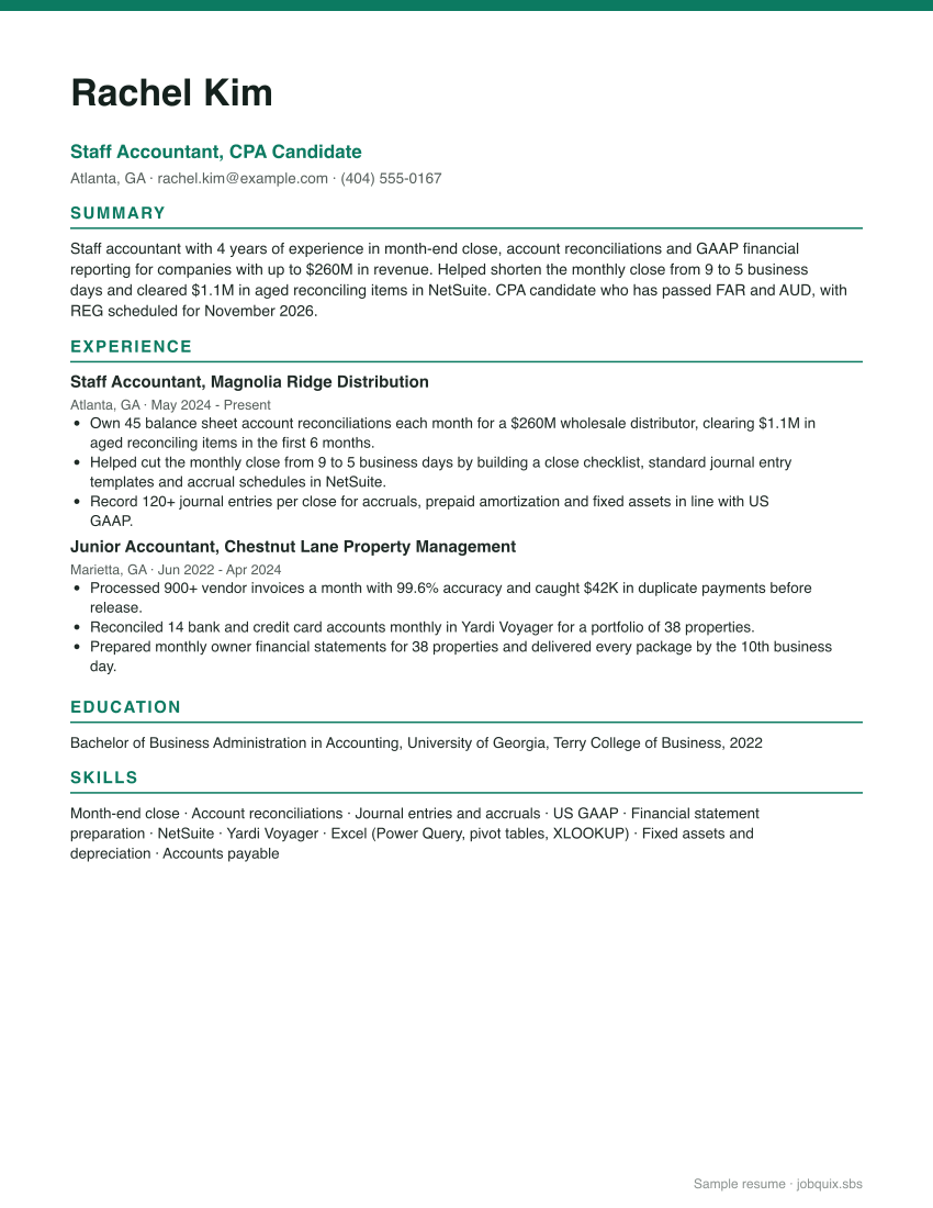 Accountant resume example preview
