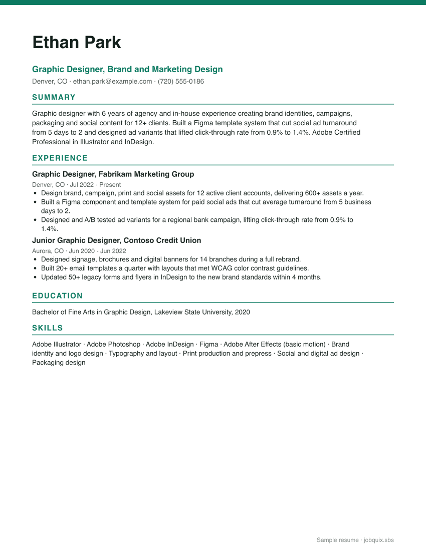 Graphic Designer resume example preview